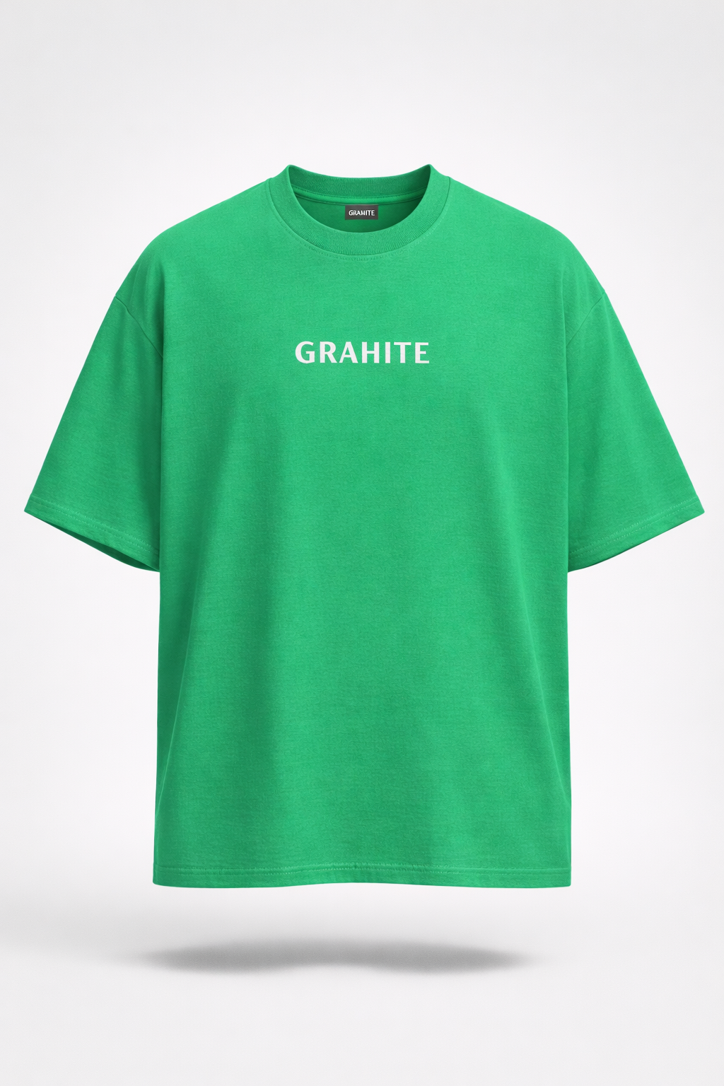 Green t-shirt with 'GRAHITE' text on a white background